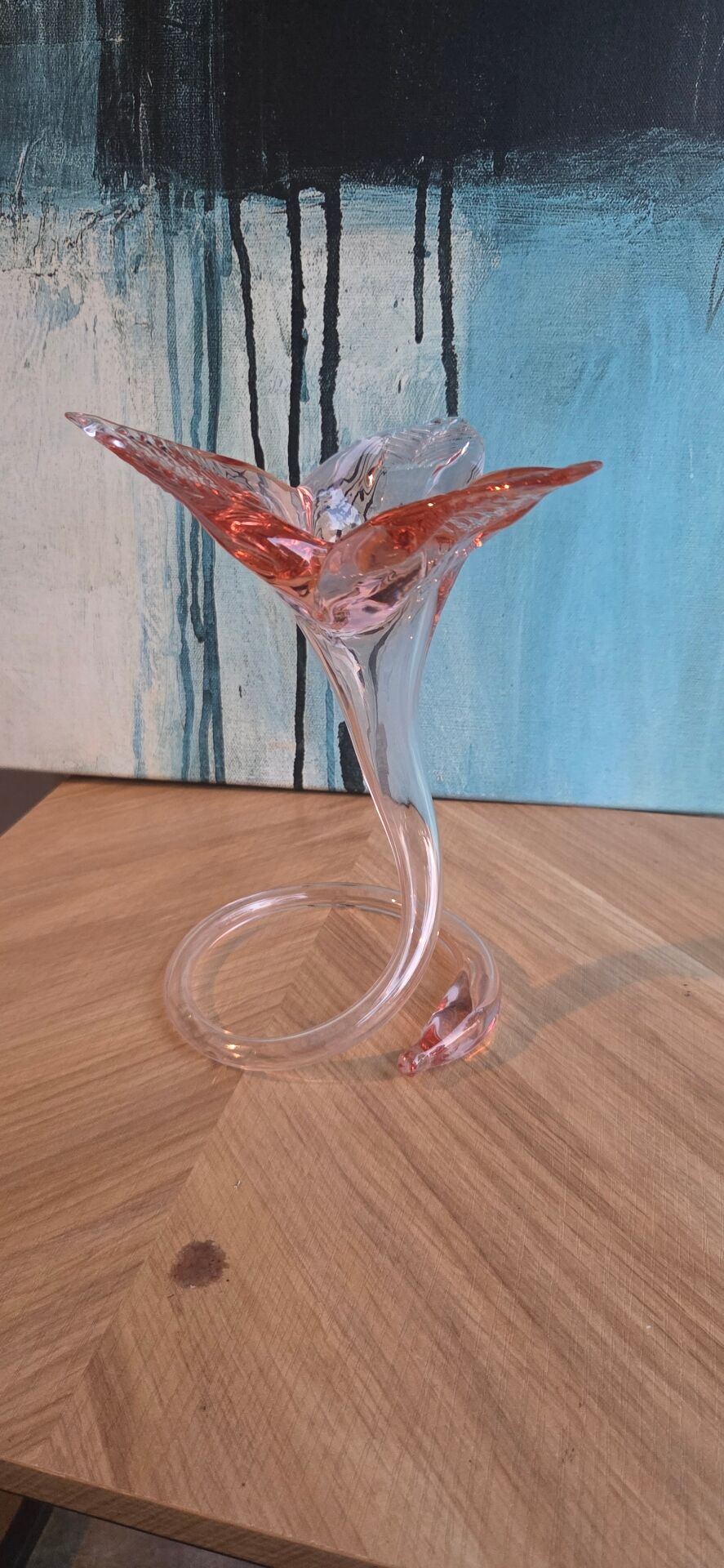 Vasse soliflore vintage en verre soufflé de murano