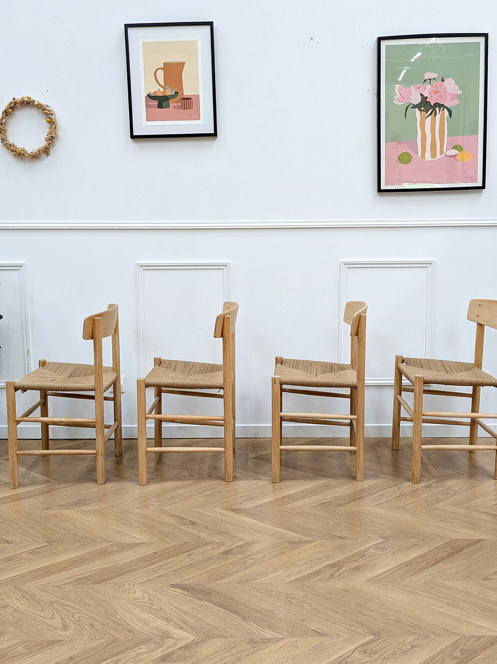 4 vintage Scandinavian chairs model J39 Folkestol