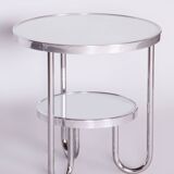 Restored Bauhaus Small White Table, Kovona, Chrome, Czechia, 1930s