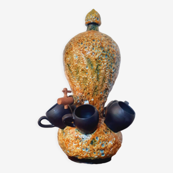 Fontaine en céramique forme montgolfière année 50 Fat Lava Vallauris