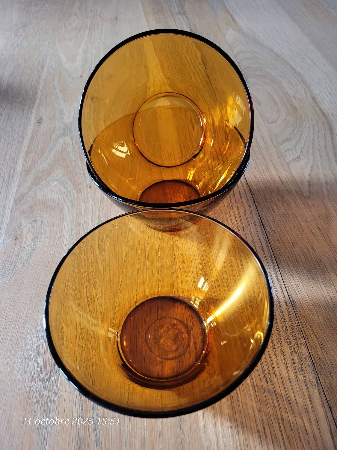 3 bols en verre ambré Duralex