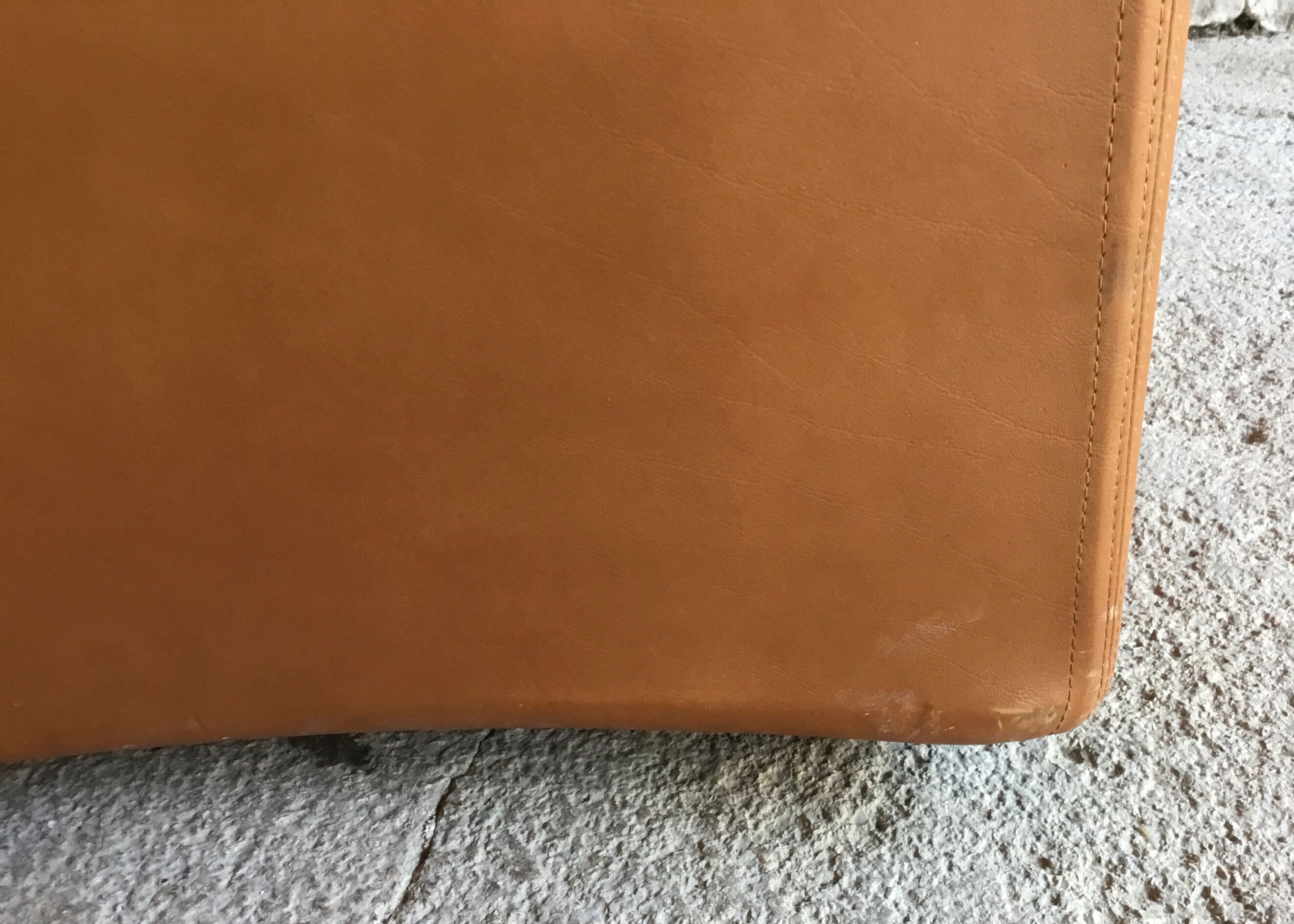 Pair of convertible armchairs in cognac leather - vintage 1970