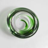 Cendrier Murano transparent et vert emeraude 1960 d10.5cm