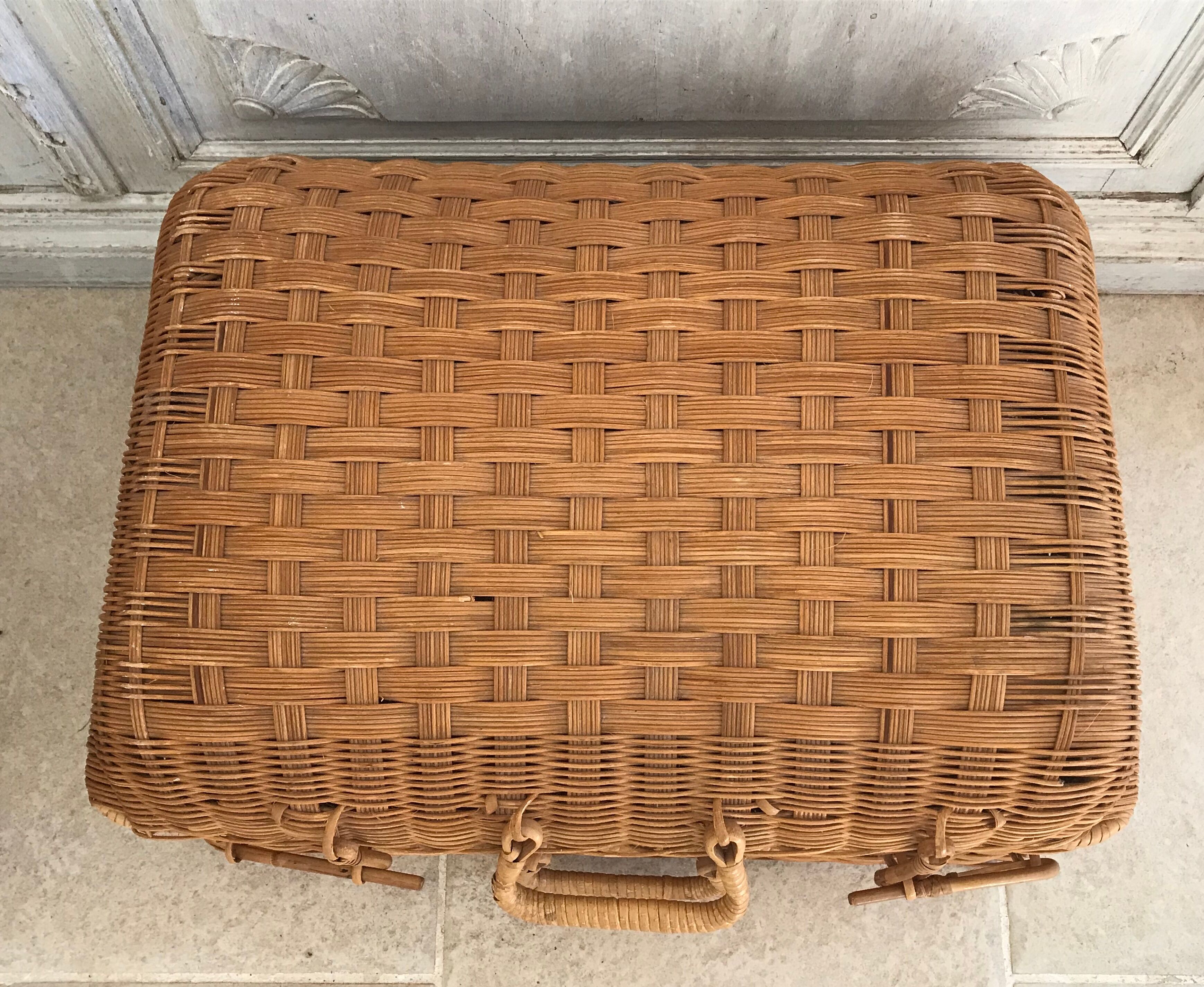 Vintage wicker suitcase
