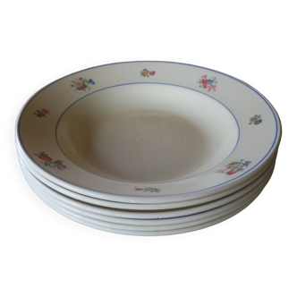 6 assiettes creuses vintage fleuries