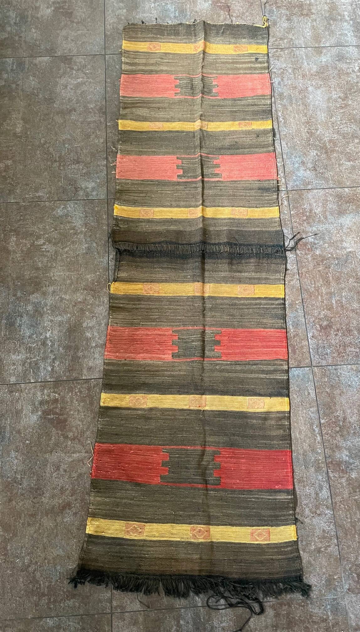 Long Moroccan Berber rug in sabra (vegetable silk) that can be divided