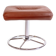 Vintage Scandinavian ottoman in brown leather with a chrome round base.