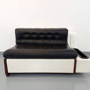 Vintage sofa bed bench with integrated lighting, Italian design Beka Tortuga, in skai, fiber