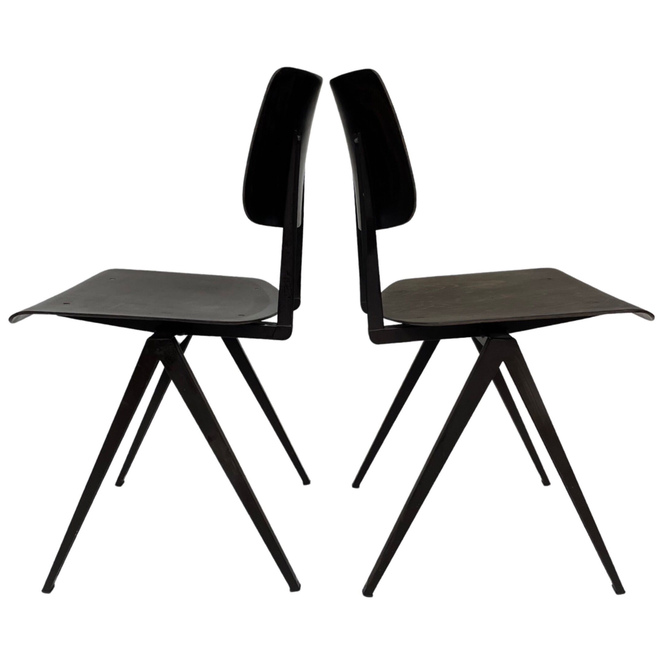 Lot de 4 chaises d’école vintage Galvanitas S16 Pays-Bas