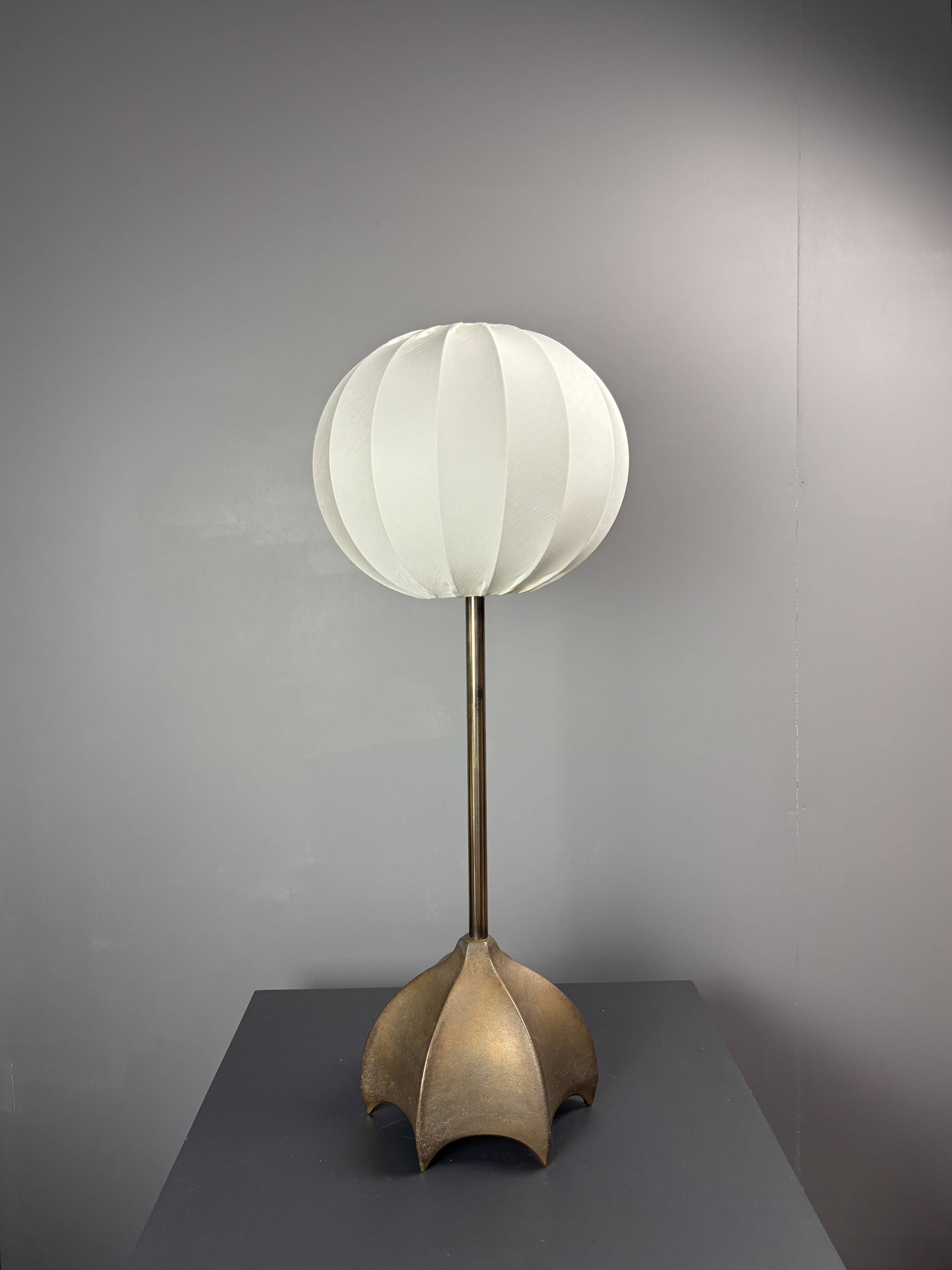 Large Dutch Brutalist Bronze Cocoon Table Lamp, 1990s