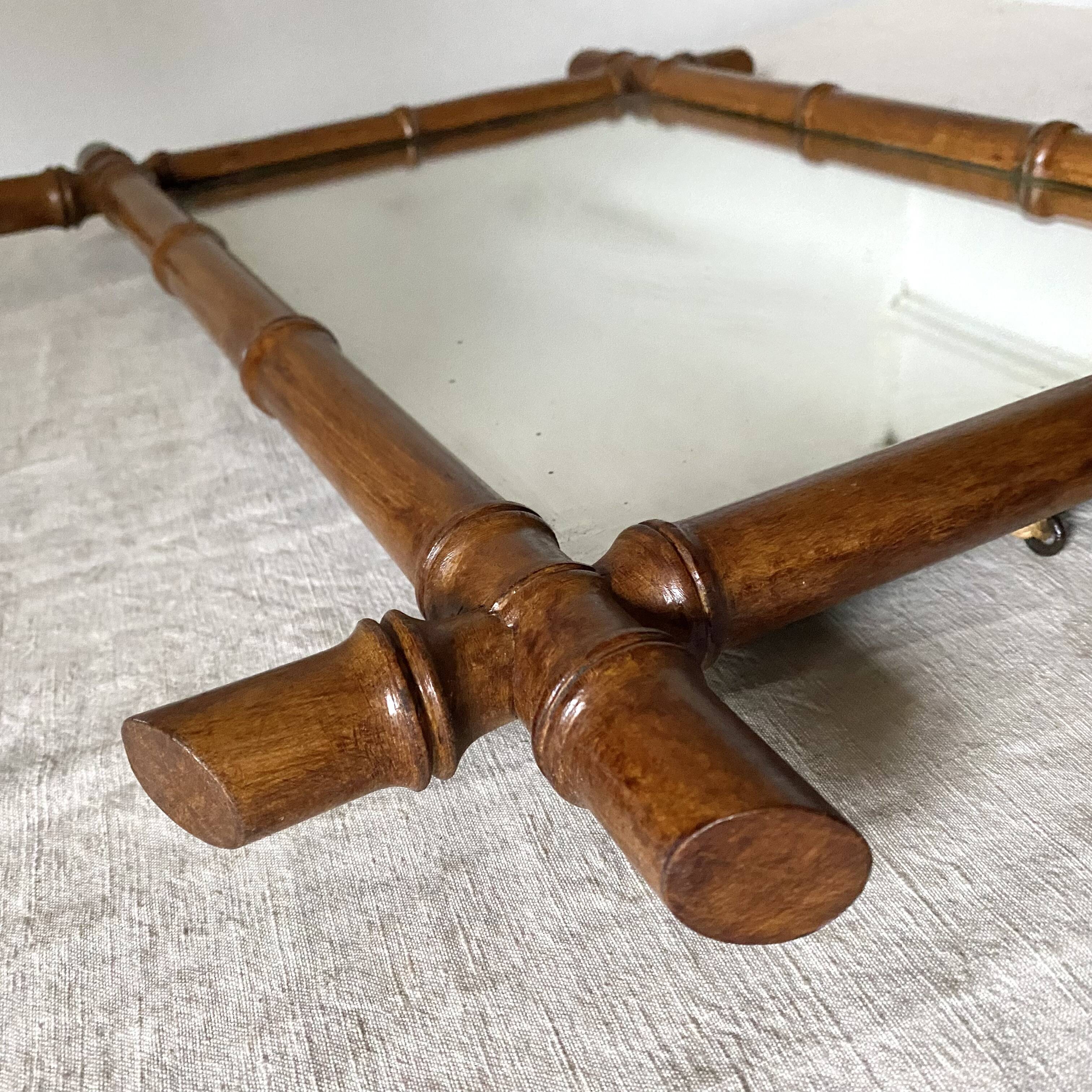 Antique wooden mirror turned bamboo style