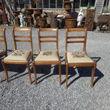 8 chaises en merisier avec assises brodées