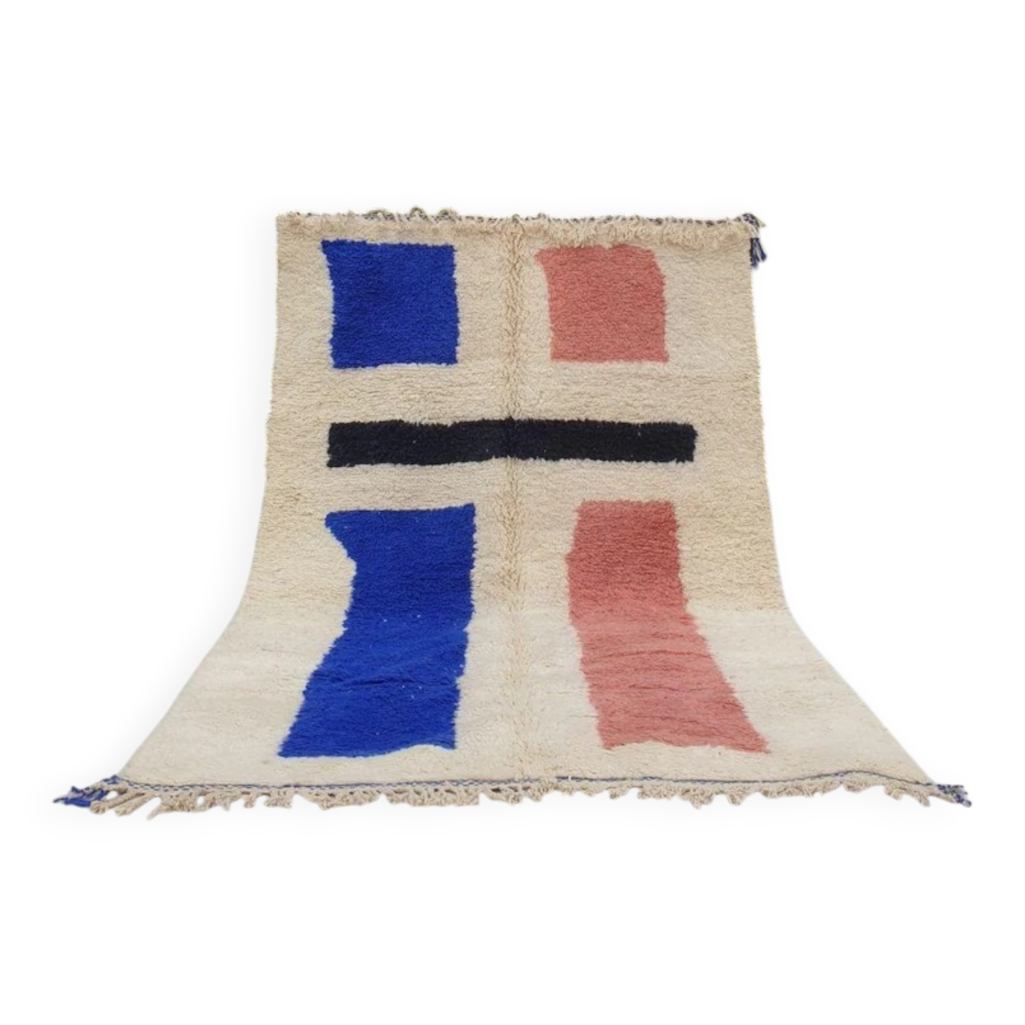 Large Moroccan rug made of natural wool, dimensions 250x150 cm, handmade.