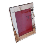Photo holder chiseled mirror frame in pink glass