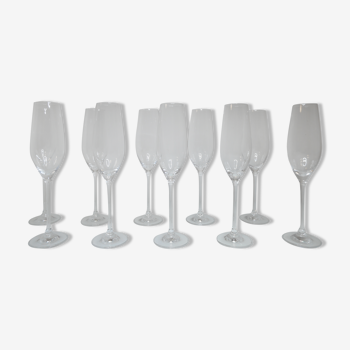 Lot 10 flutes champagne cristal Leonardo