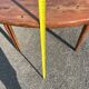 Antique rustic round wooden table 121cm, straight base