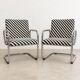 Restored vintage tubular chrome armchairs
