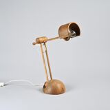 Turned wooden desk lamp, Swiss craftsmanship, circa 1970.