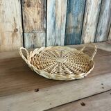 Vintage round flat rattan basket