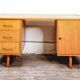 Vintage wooden desk with drawers 1970's