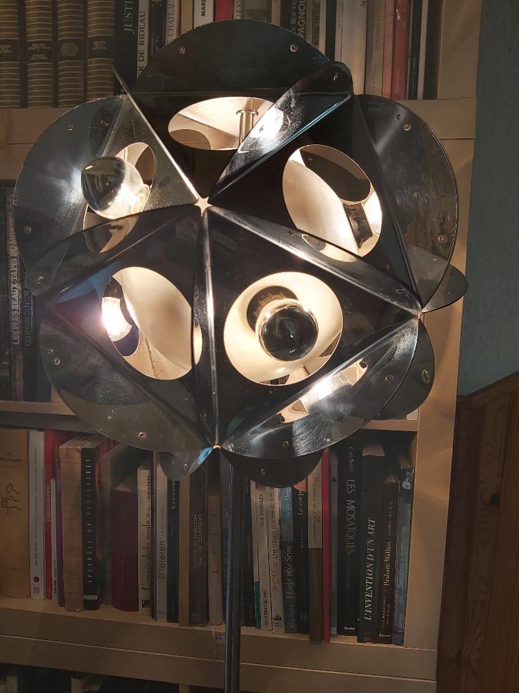 Vintage Sputnik chrome metal lamp 70s