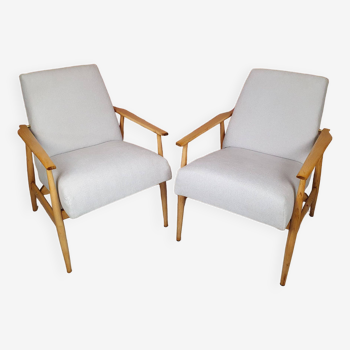 A pair of renovated armchairs "LIS", Fox, Poland 1960s