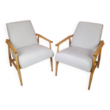 A pair of renovated armchairs "LIS", Fox, Poland 1960s