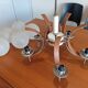 Scandinavian suspension in teak, glass, and metal.
