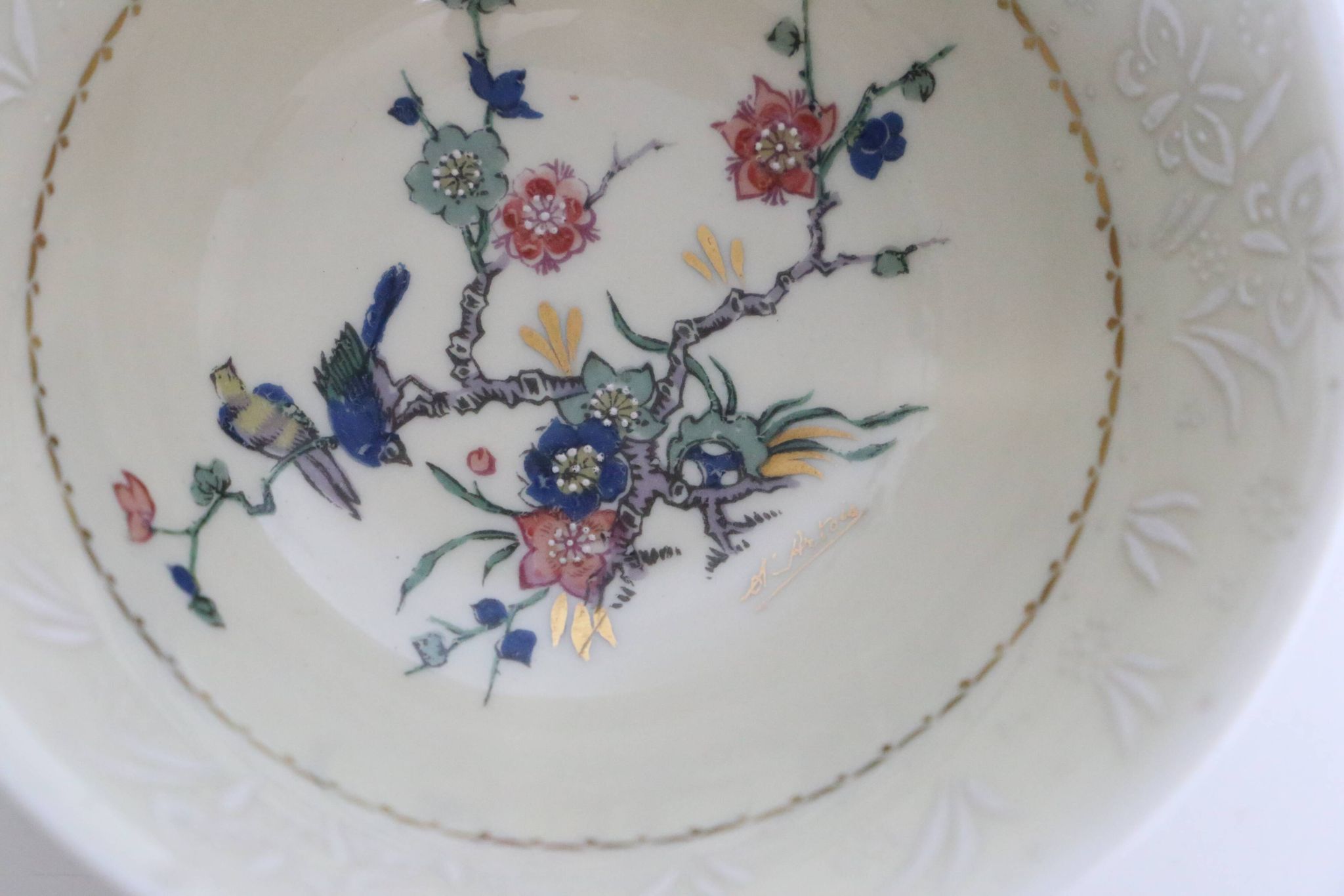 Set of 4 tea cups, porcelain Old Royal Factory of Limoges, Vintage