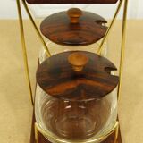 Scandinavian condiment servant made of olive wood