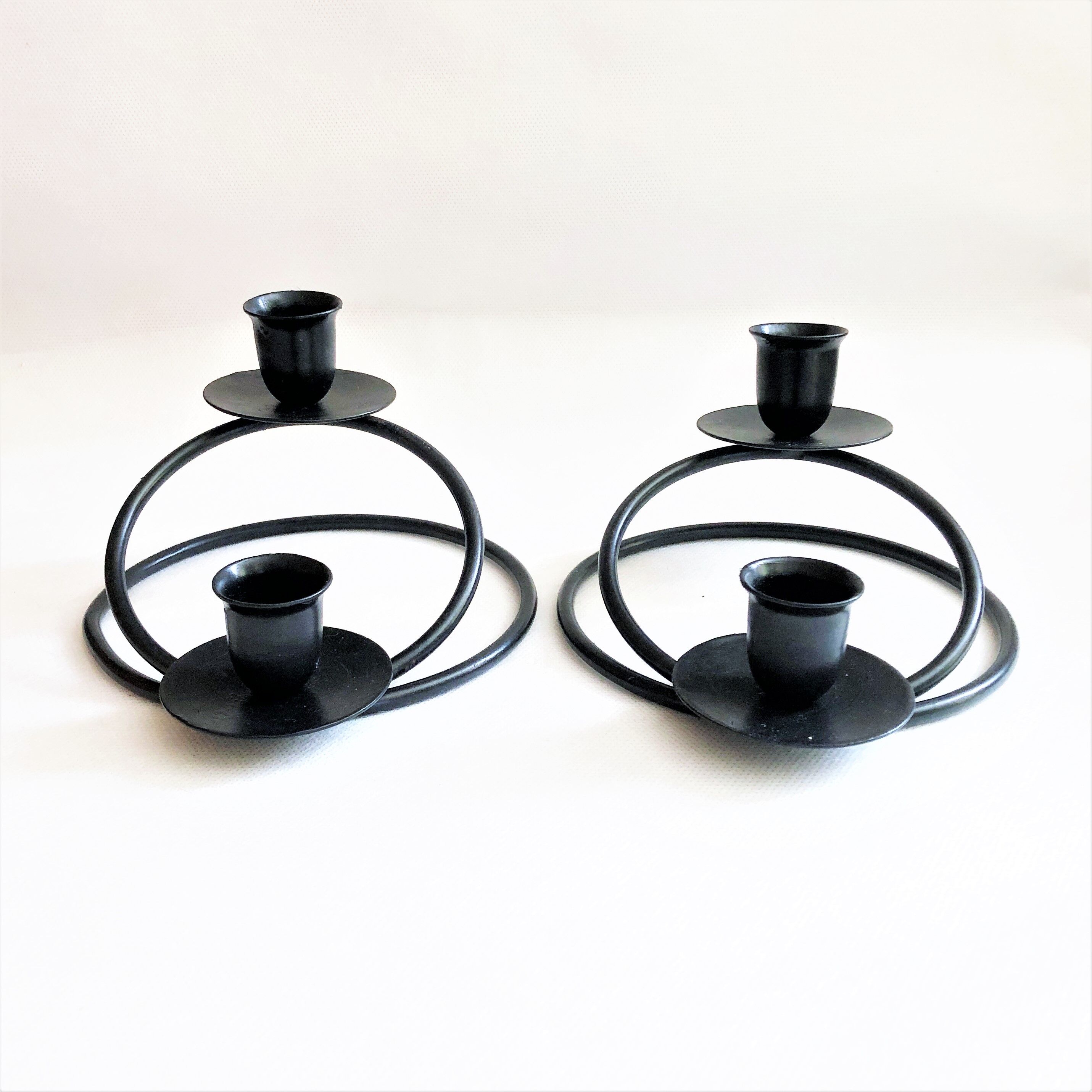 Pair of candlesticks candlesticks black wrought iron