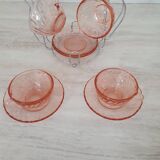 Rosaline cups and saucers by Arcoroc with metal stand