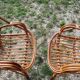 Pair of rattan and bamboo armchairs
