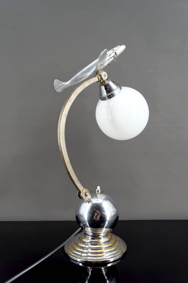 Lampe « Avion » à hélices, Art Déco / Streamline Moderne, circa 1930-1940