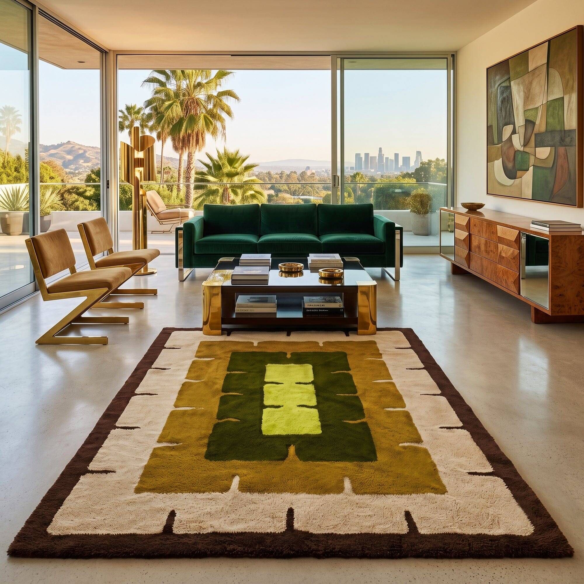 1970s gorgeous geometric space age rug in wool. Made in Italy