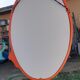 Vintage mirror enamelled cast iron orange