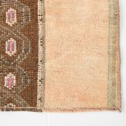 2x6 Turkish Short Brown Handmade Vintage Runner Rug, 64x174Cm