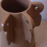 Handmade beige sculptural ceramic vase
