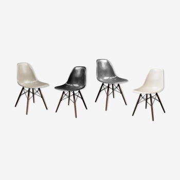 Lot de 4 chaises DSW par Charles & Ray Eames édition Herman Miller