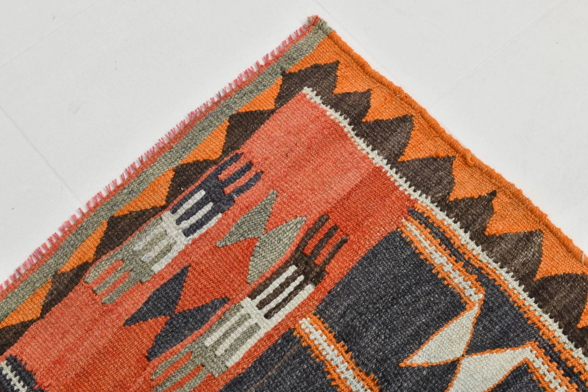 4x12 Kilim Multicolor Rare Size Pattern Kilim Rug, 113x364Cm