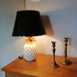 Vintage white and gold ceramic pineapple lamp