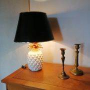 Lampe ananas vintage céramique blanche et doré