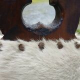 Tripod chair/stool in wood and goatskin