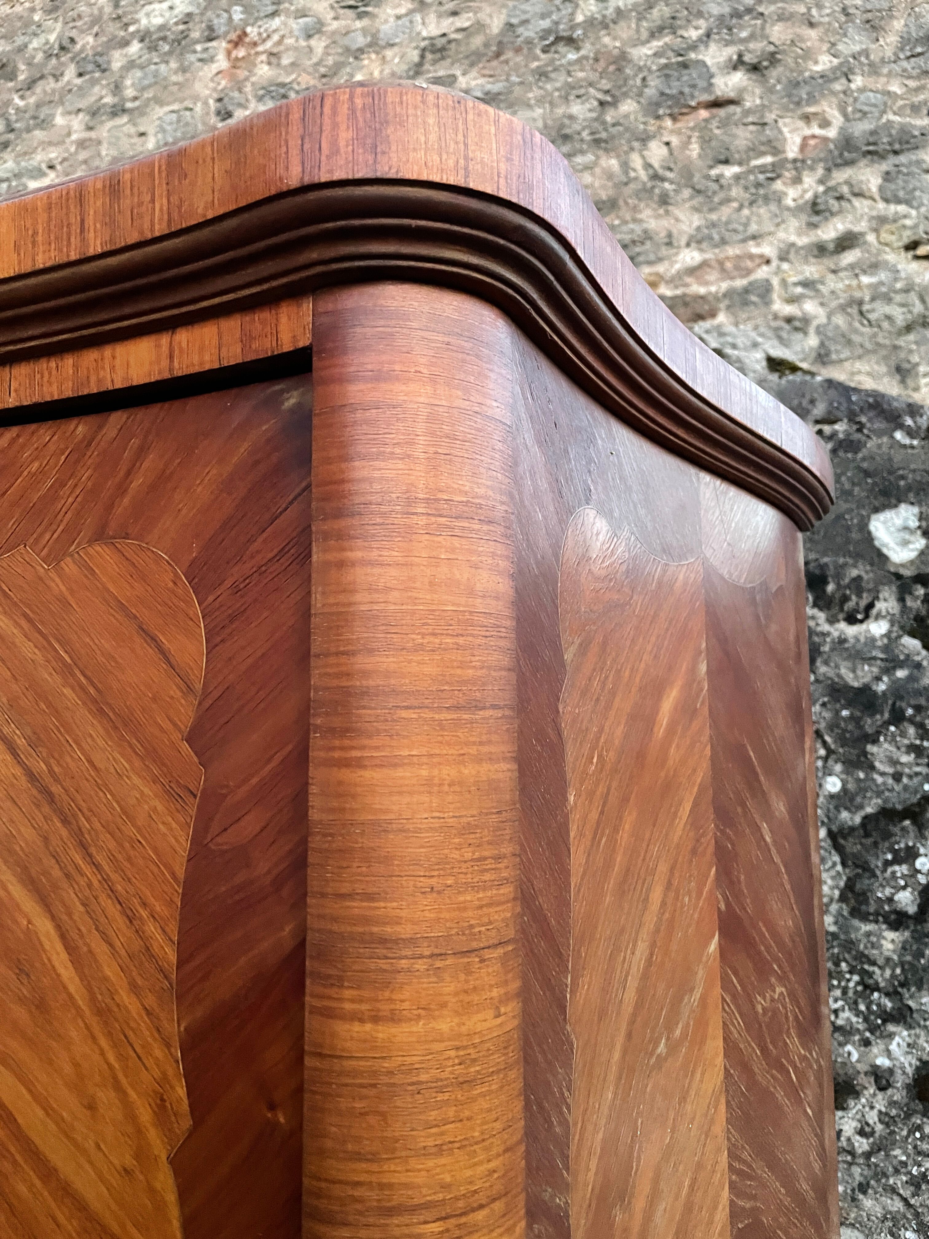 Wardrobe linen Louis XV marquetry matt rosewood
