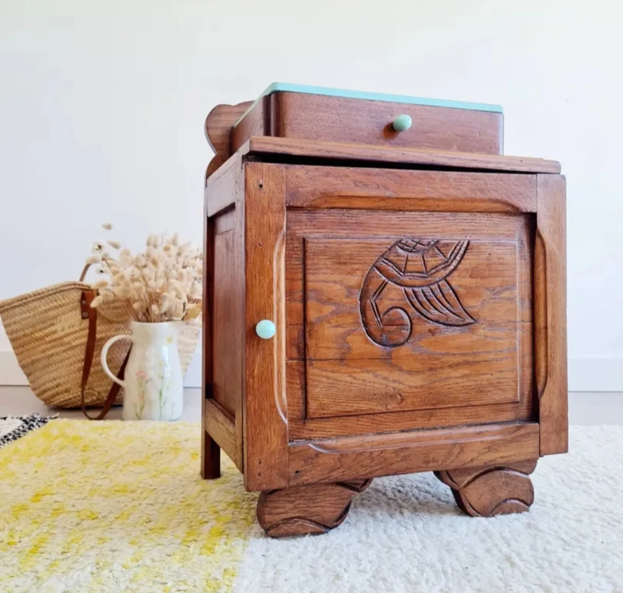 Small bedside table Art Deco wood