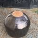Glazed ceramic pot cover, brown, vintage 1970