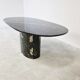Vintage oval black marble dining table, 1970s