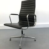 Black leather Ea-109 armchair by Charles Eames for Vitra