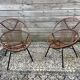 Pair of rattan armchairs, metal legs CIRCA 1950