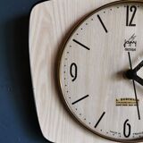 Vintage formica clock silent trapeze wall clock "Maple Electric Japy"
